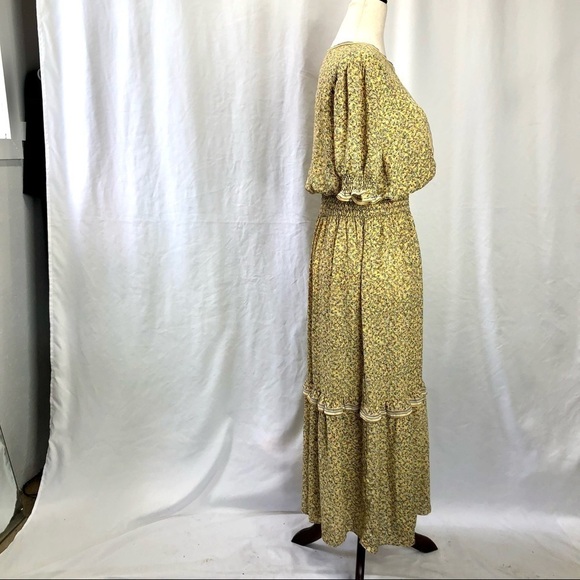 NWT Max Studio yellow cottagecore floral dress M - Picture 4 of 11